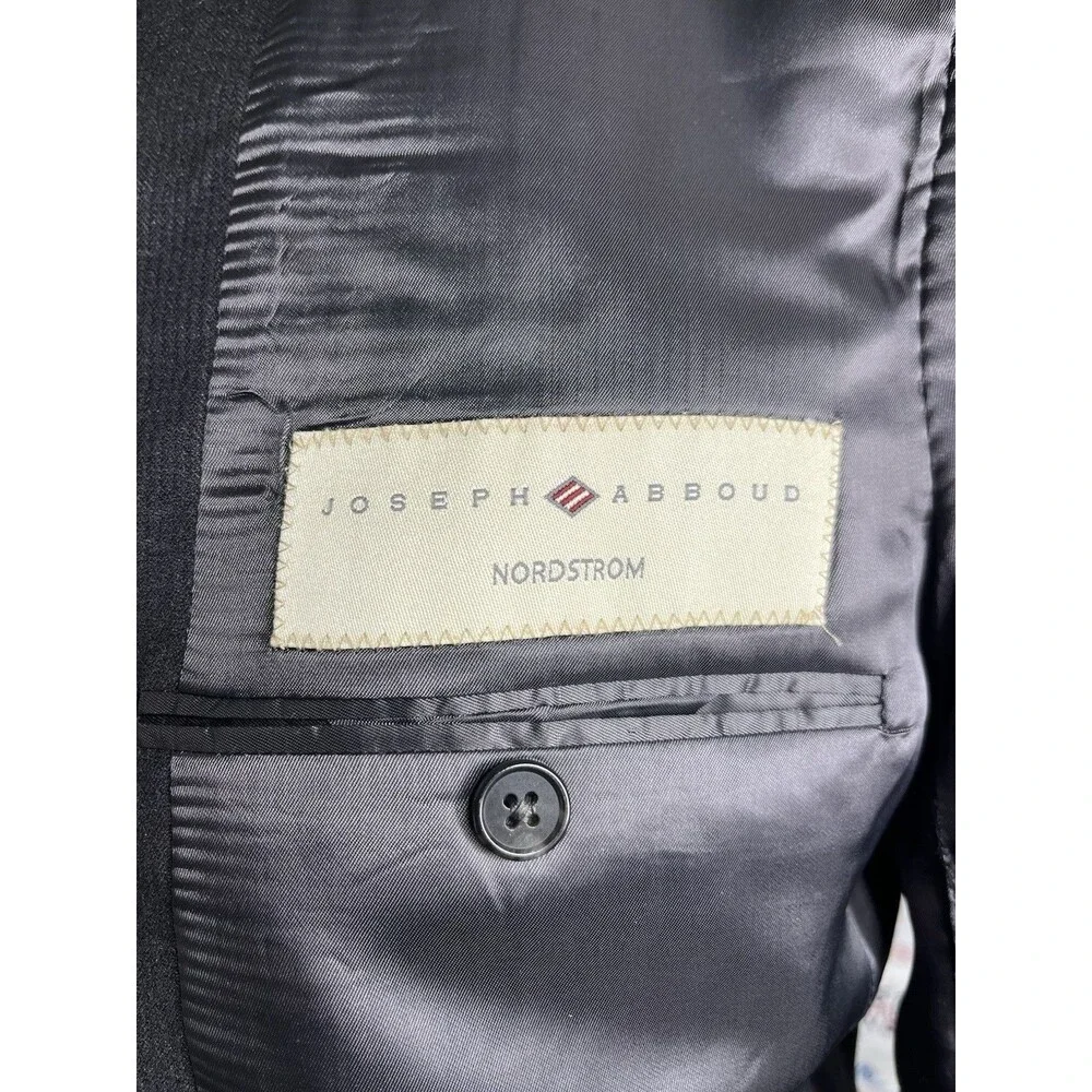 Joseph Abboud Men’s 40L 34x32 2pc Suit Super 100s Wool Pleated Cuffed Black